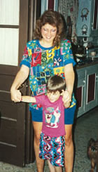 Albers, strengthened but made heavier by prednisone, and her son, Stephen, then 5, in 1992.
